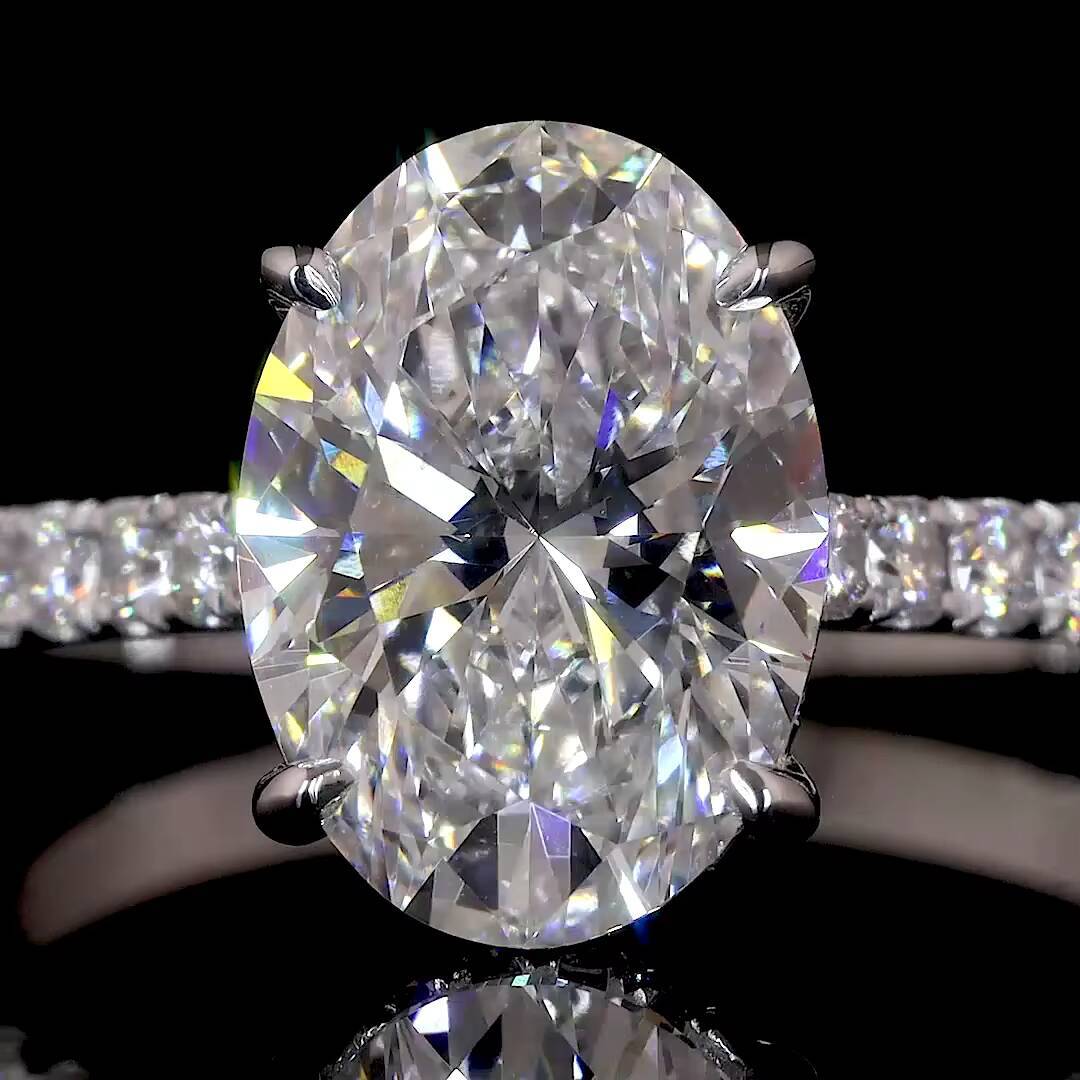 IGI Certified CVD Lab Grown Diamond 14K/18K Solid Gold Wedding/Engagement Rings with Oval Hidden Halo for Women