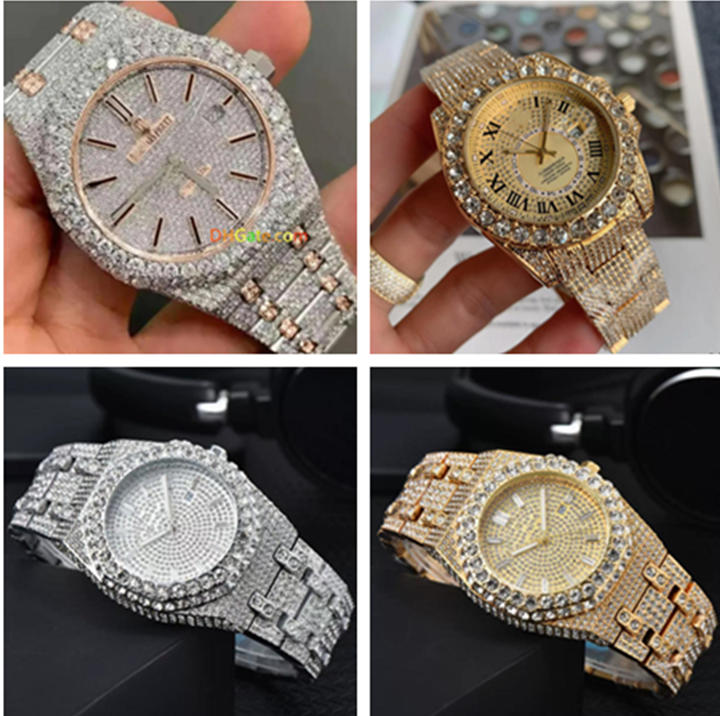 Moissanite Audermarity Piquetity RoIexwatchs Full Iced Crystal Sky Diamond Rhinestone Dial Ring Quartz Automatic Date Men's Time Clock Luxury Watches AAA Gifts