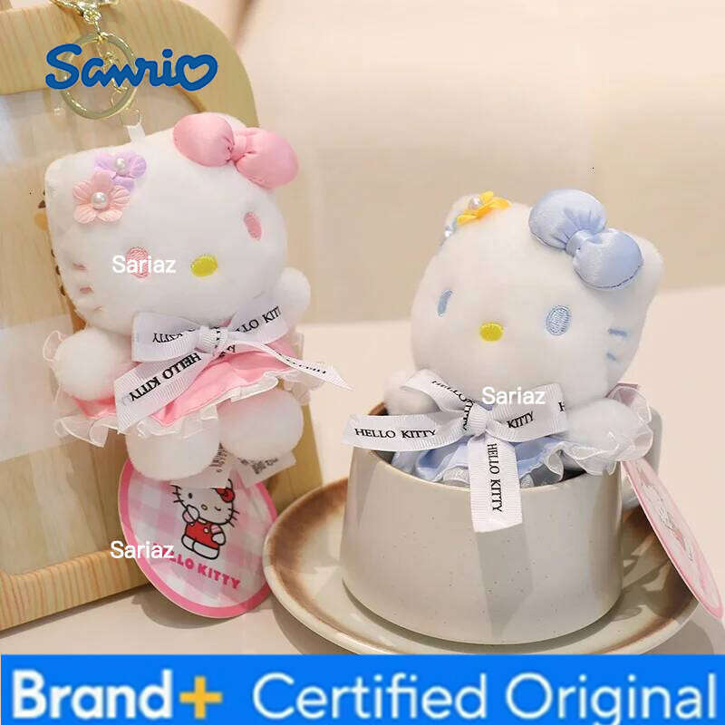 Sanrio Anime Kawaii Hello Kitty Plush Keychain Pendant Holder Key Chain Car Keyring Mobile Phone Bag Hanging Jewelry Kids Gifts H260121