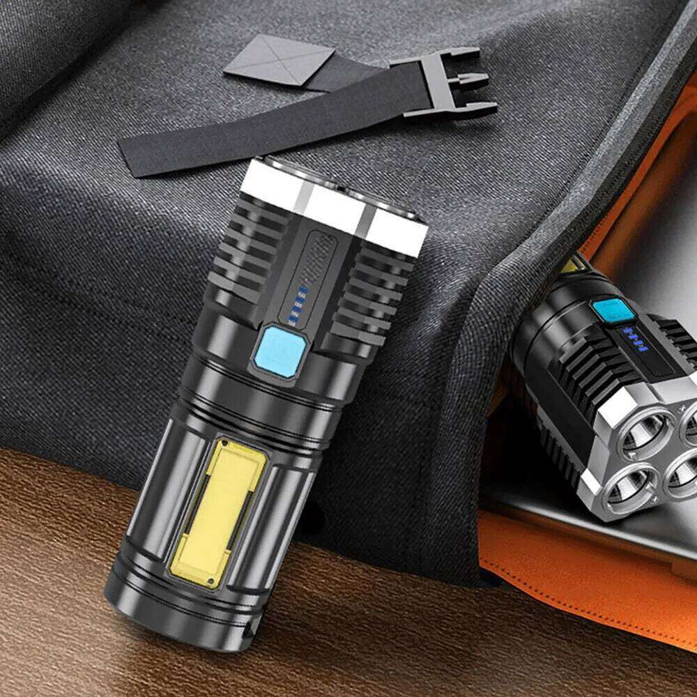 High Power LED Flashlights Camping Torch With Lamp Beads And COB Side Light Rechargeable Portable Hand Lantern 4 Lighting Mode Z260121