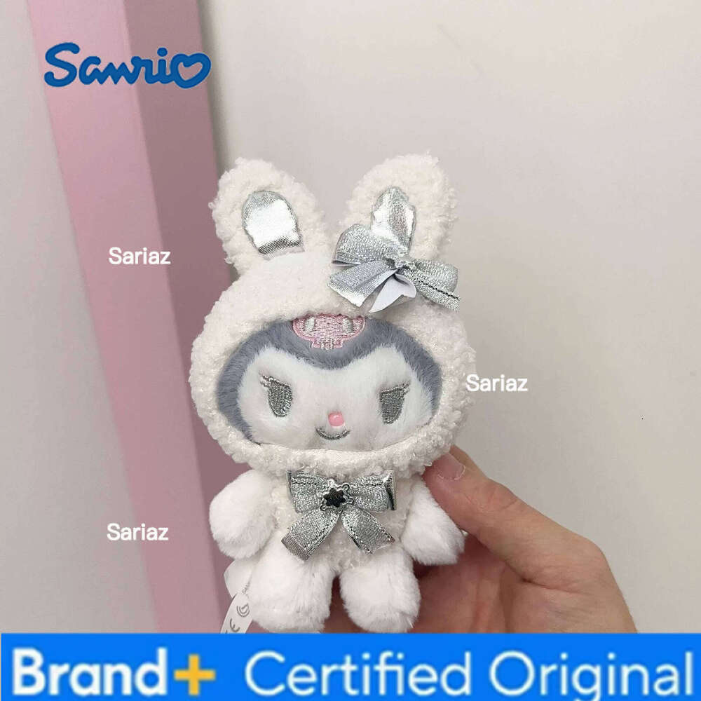 Sanrio Cute Doll Winter Snow Rabbit White HelloKitty Melody Cinnamoroll Plush DIY Bag Pendant Keychain Accessories Gift H260121