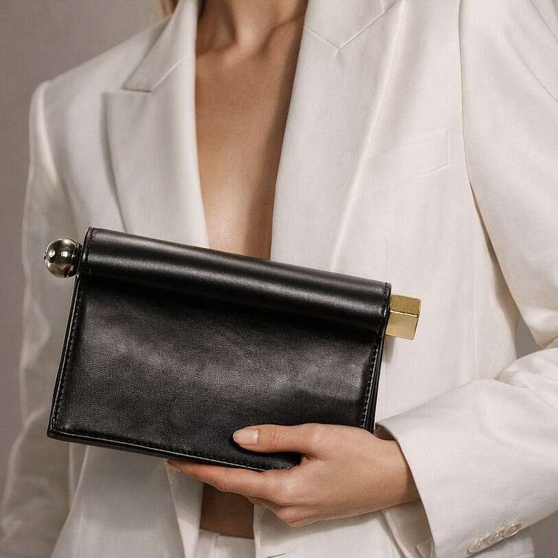 2026 Women Design Light Luxury Clutch French Rolled Edge Foldable Evening High End Clip Bag For Women