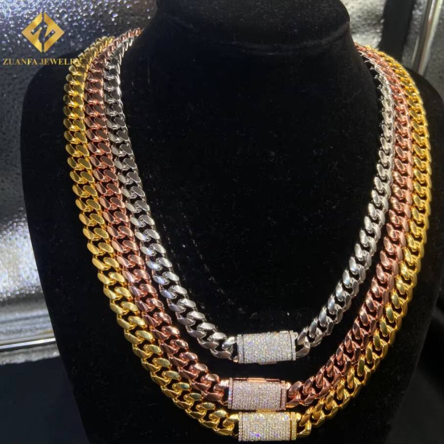 Hot Sale 10mm 925 Sterling Silver Cuban Link Chain for Men with IGI Lab-Grown Diamond Cuban Link Chain HipHop Iced Out Jewelry
