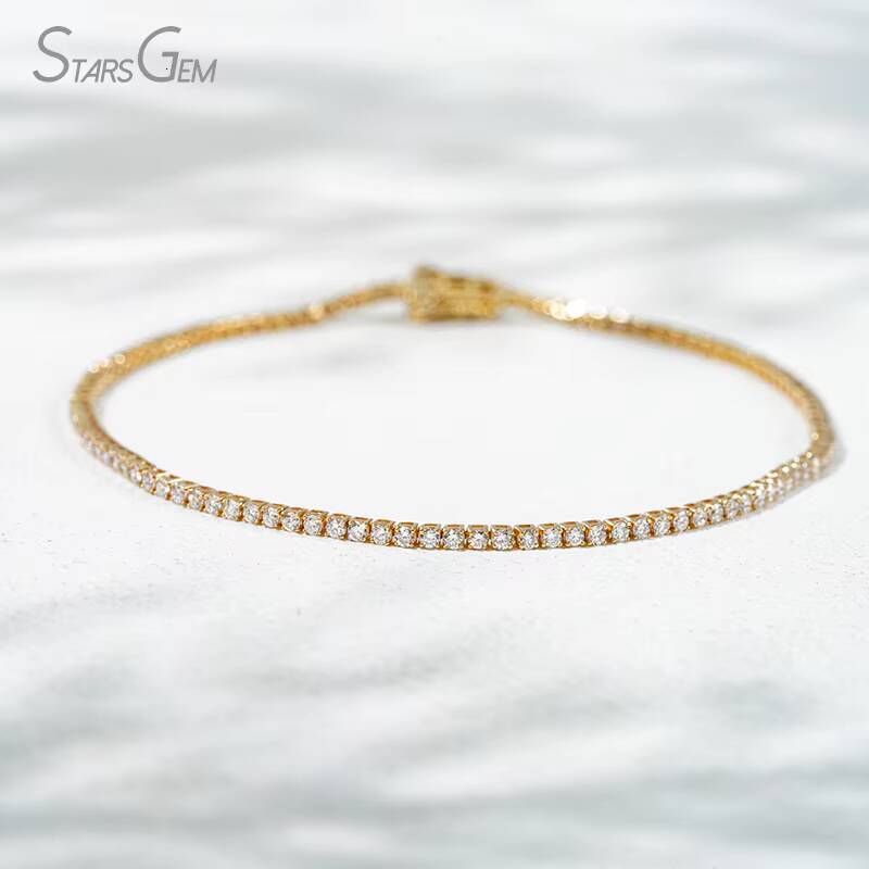 Starsgem Diamante Tennis Bracelet Fine Jewelry Round Lab Grown Diamant 24mm 27mm Man Made Diamond Tennis Bracelet