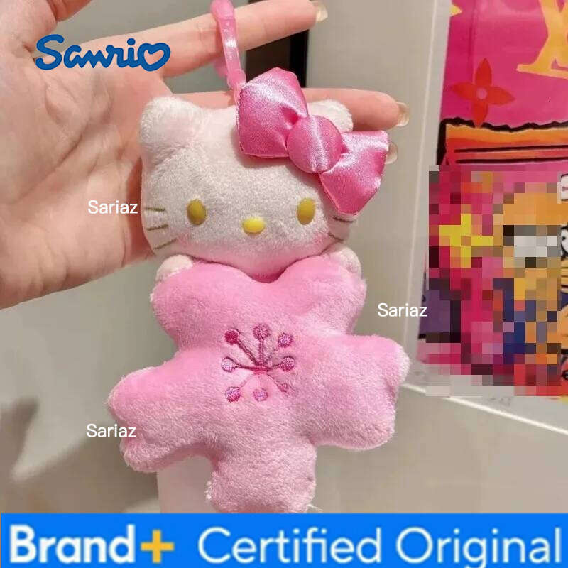 Sanrio s Black Skin Cherry Blossom Series Doll Sakura Hello Kitty Plush Toys Kawaii Keychain Backpack Pendant gift H260121