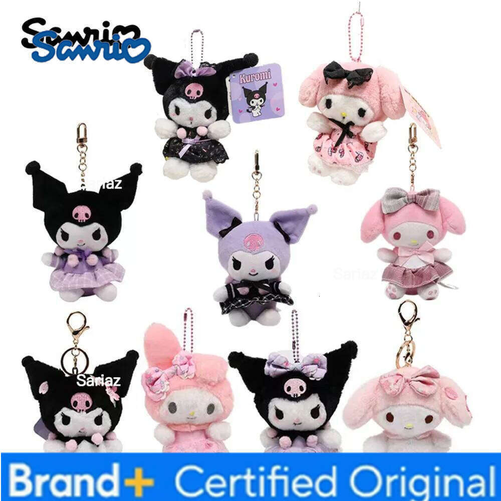Sanrio Cartoon Plush Kawali Kuromi Hello Kitty Cinnamoroll Soft Stuffed Doll Keychain Pendant Bag Accessories H260121