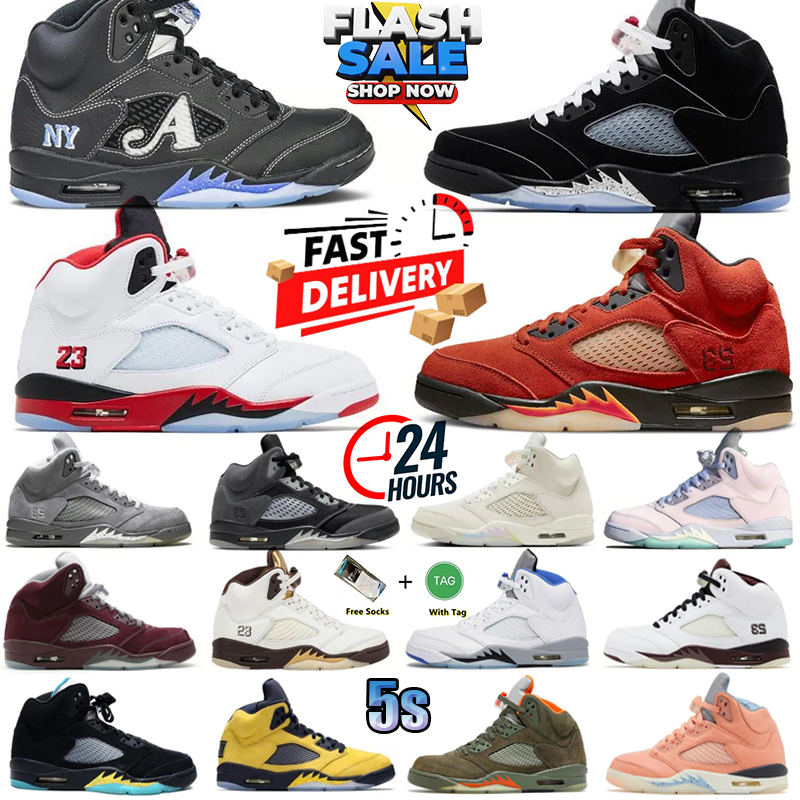 Men Women 5 Basketball Shoes 5s Black Cat Olive Navy Georgetown Aqua UNC Lucky Green Concord Racer Blue Raging Bull Fire Red Suede Sail Burgundy Trainer Sneakers
