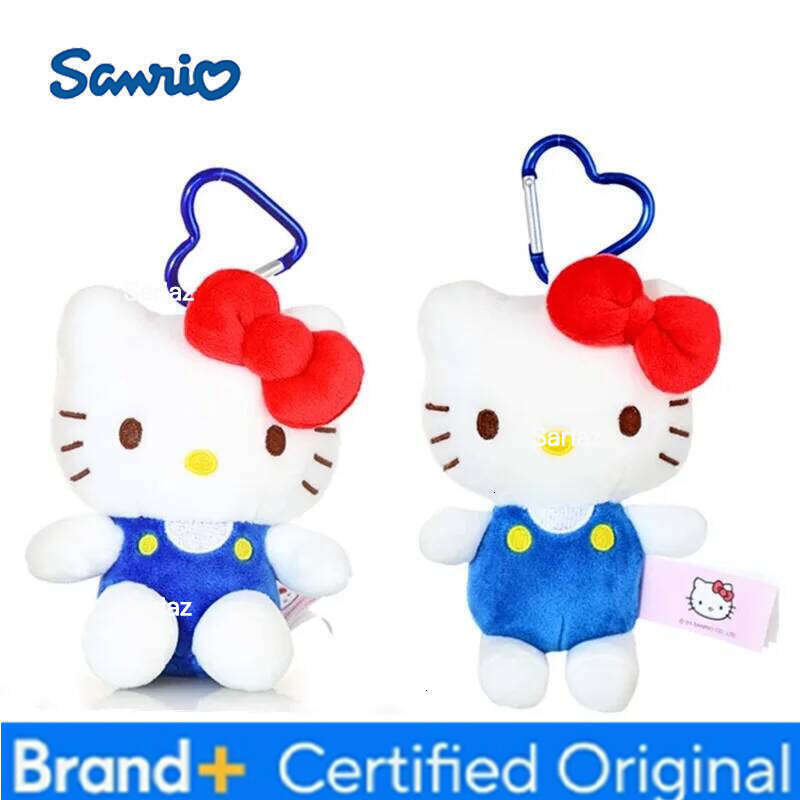 Sanrio Genuine Hello Kitty Cute Blue Keychain Car School bag Pendant Kids Plush Toys Keyring Plushier Birthday Thanksgiving Gift H260121