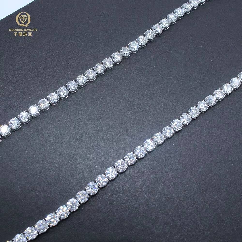 Qianjian Brand Jewelry 14K Gold EF/VS Lab Diamond Tennis Link Chain 65mm 20inches Lab Grown Diamond Chain for Men/Women