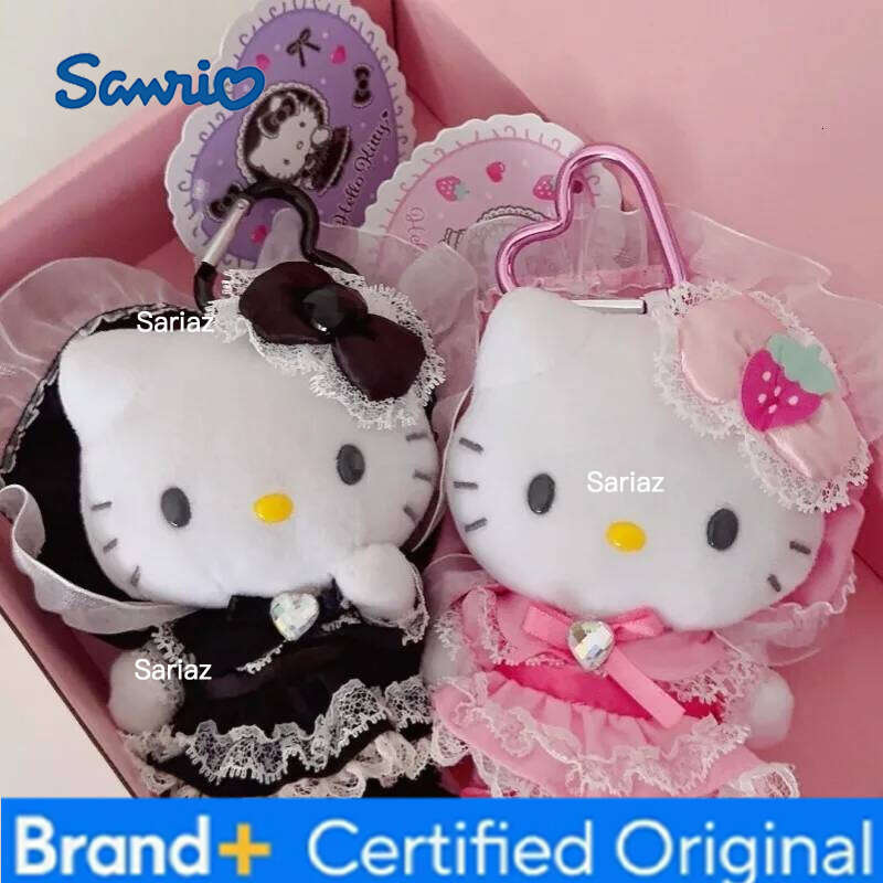 Sanrio New Hello Plush Keychain Intricate Work Lolita Lace Dress Kitty Bag Charm Stuffed Sweet Maid Decoration Pendant Girly Gift H260121