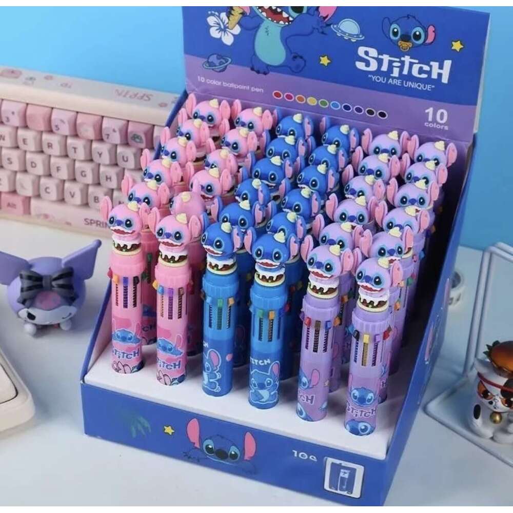 Disney 12/36pcs Cartoon Stitch Doll 10 Colors Ballpoint Pen Lilo Stitch Cute Gel Pen Student Supplies Tools Stationery Wholesale H251220