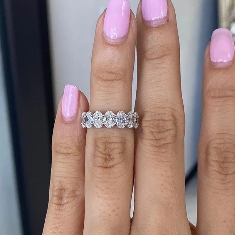 Jewelry Rings 925 Sterling Silver VVS Moissanite Tennis Band Eternity Wedding Engagement Ring for Men Women Fashion Luxury Accessory