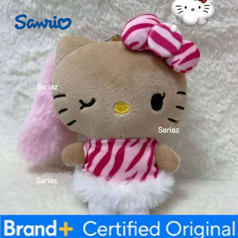 Sanrio NEW Avail Hello bikini long tail Plush kawaii leopard zebra print kt doll pendant Kitty cat Stuffed Toy Bag charm H260121