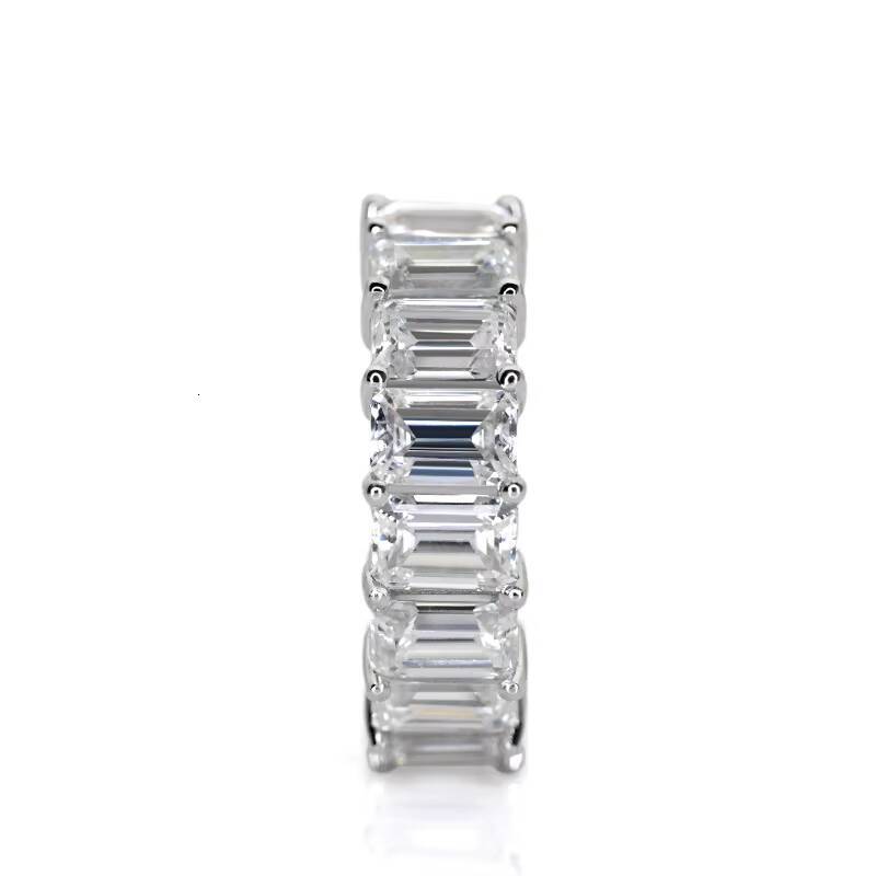 IGI Certified Lab Grown Diamond Emerald Cut Pave Eternity Band Rings 18k 14k Pure Gold Synthetic Diamond Ring
