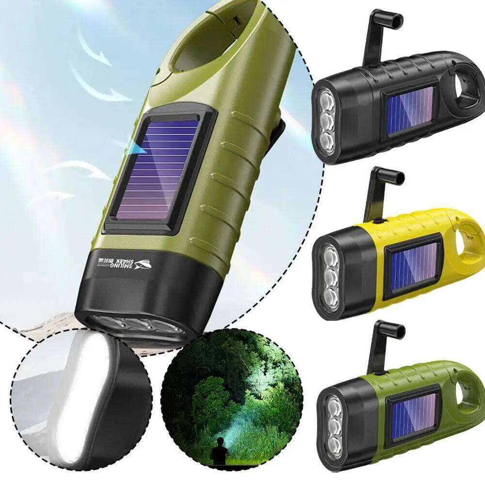 Solar Power LED Flashlight Portable Tent Light Hand Crank Dynamo Torch Lantern For Outdoor Camping Mountaineering Z260121