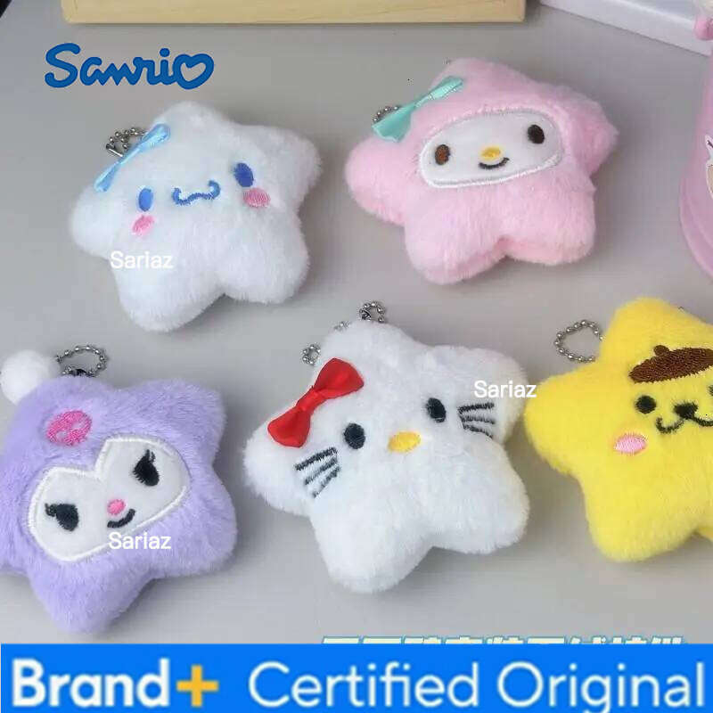 Sanrio My Melody Kuromi Piano Stars Kawaii Cartoon Keychain Cinnamoroll Plush Toys Pendant Girl's Kids Birthday Gift Decoration H260121