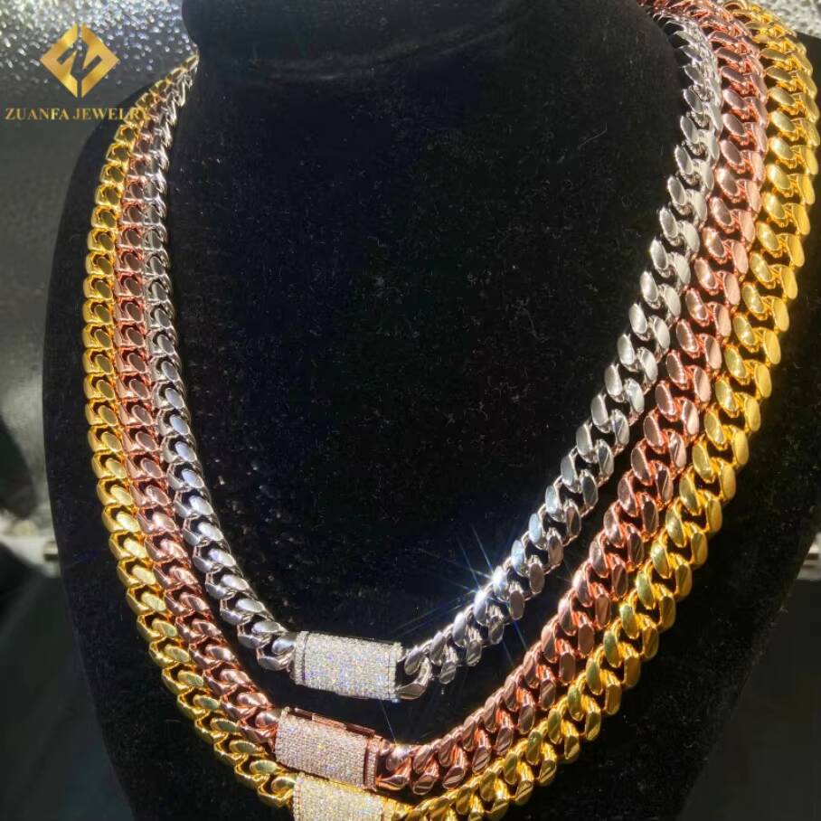 Hot Sale 10mm 925 Sterling Silver Cuban Link Chain for Men with IGI Lab-Grown Diamond Cuban Link Chain HipHop Iced Out Jewelry
