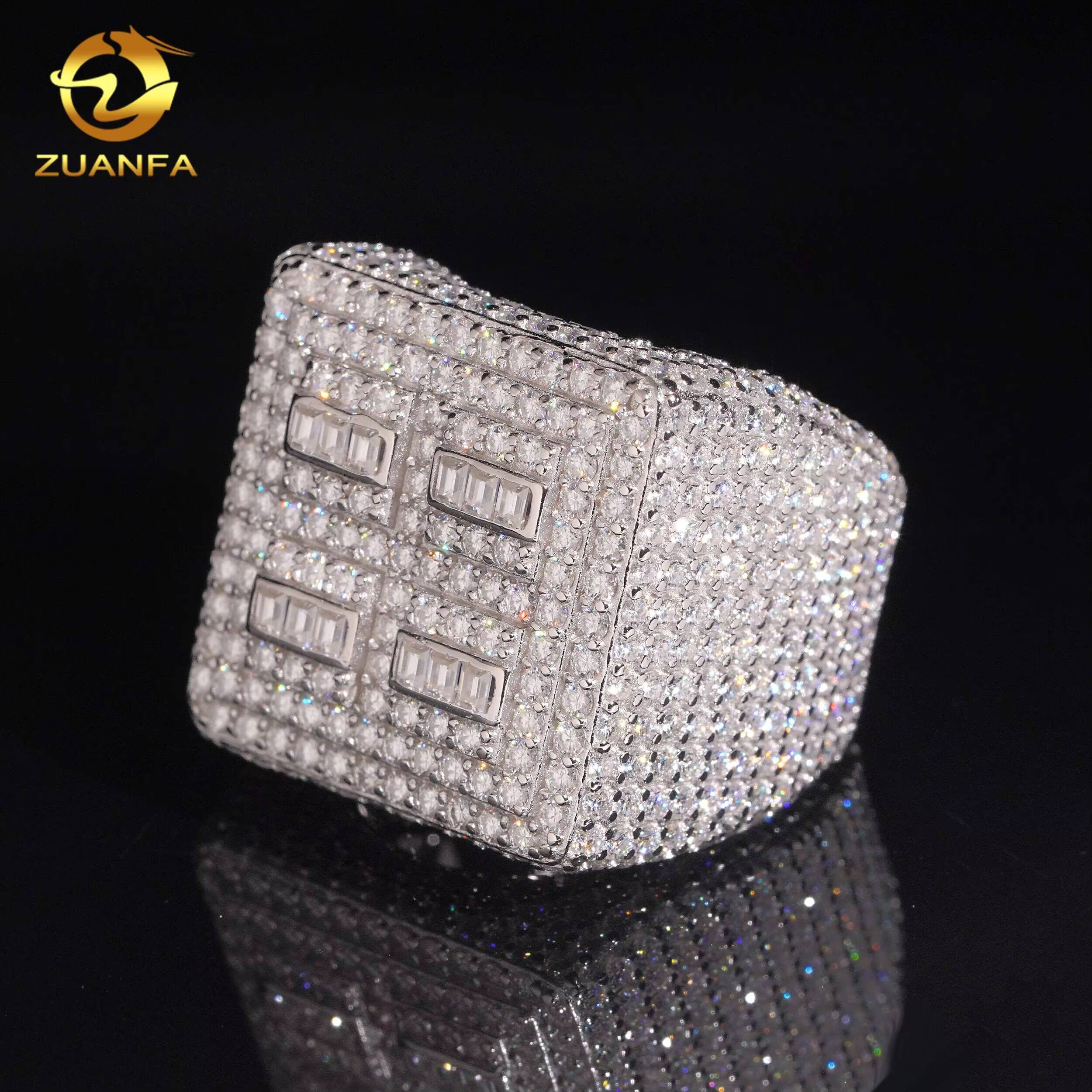 New Design High Quality Square Full Iced Out Championship Ring 925 Moissanite Ring Iced Out Ring Men Diamond Ring Circle Ring