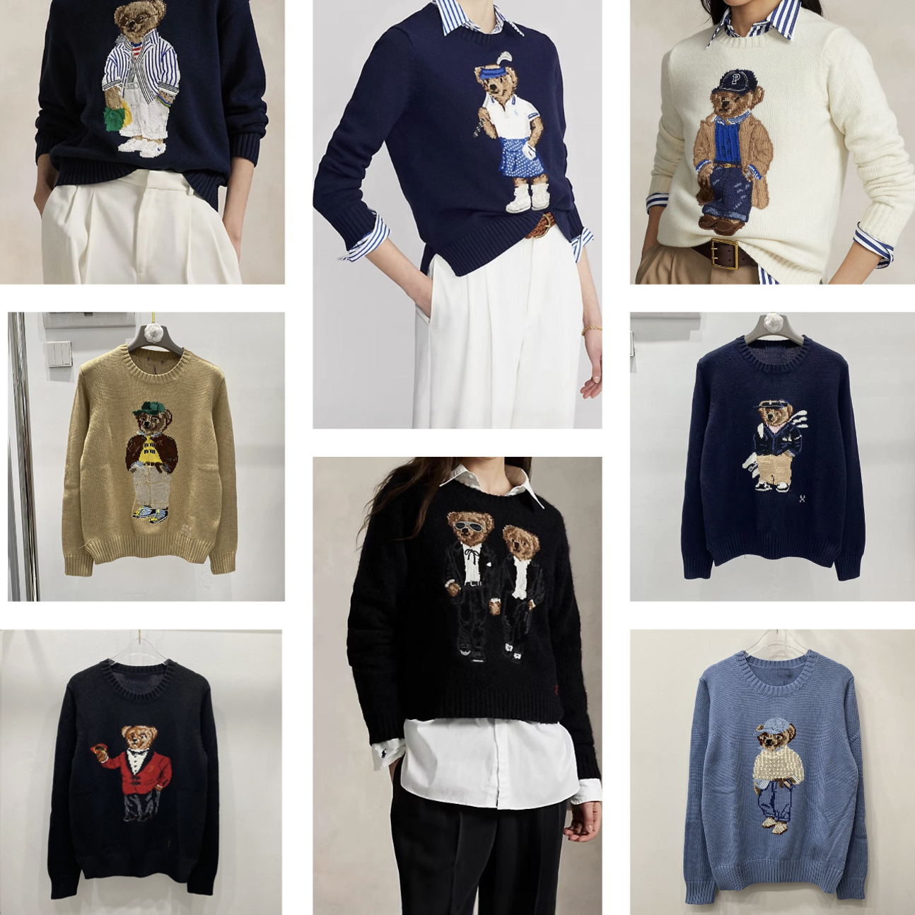 Designer Sweater Women's Embroidered Casual New Round Neck Pullover Cartoon Teddy Bear Temperament Commuting Sweater R2