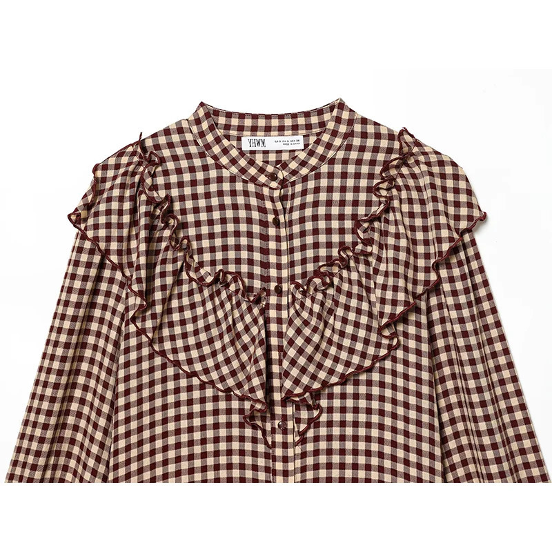 Tidalyf 2026 Womens Shirts and Blouses Fashion Retro Laminated Plaid Tops Youth Chic Street Leisure Holiday Womens Shirts 260120