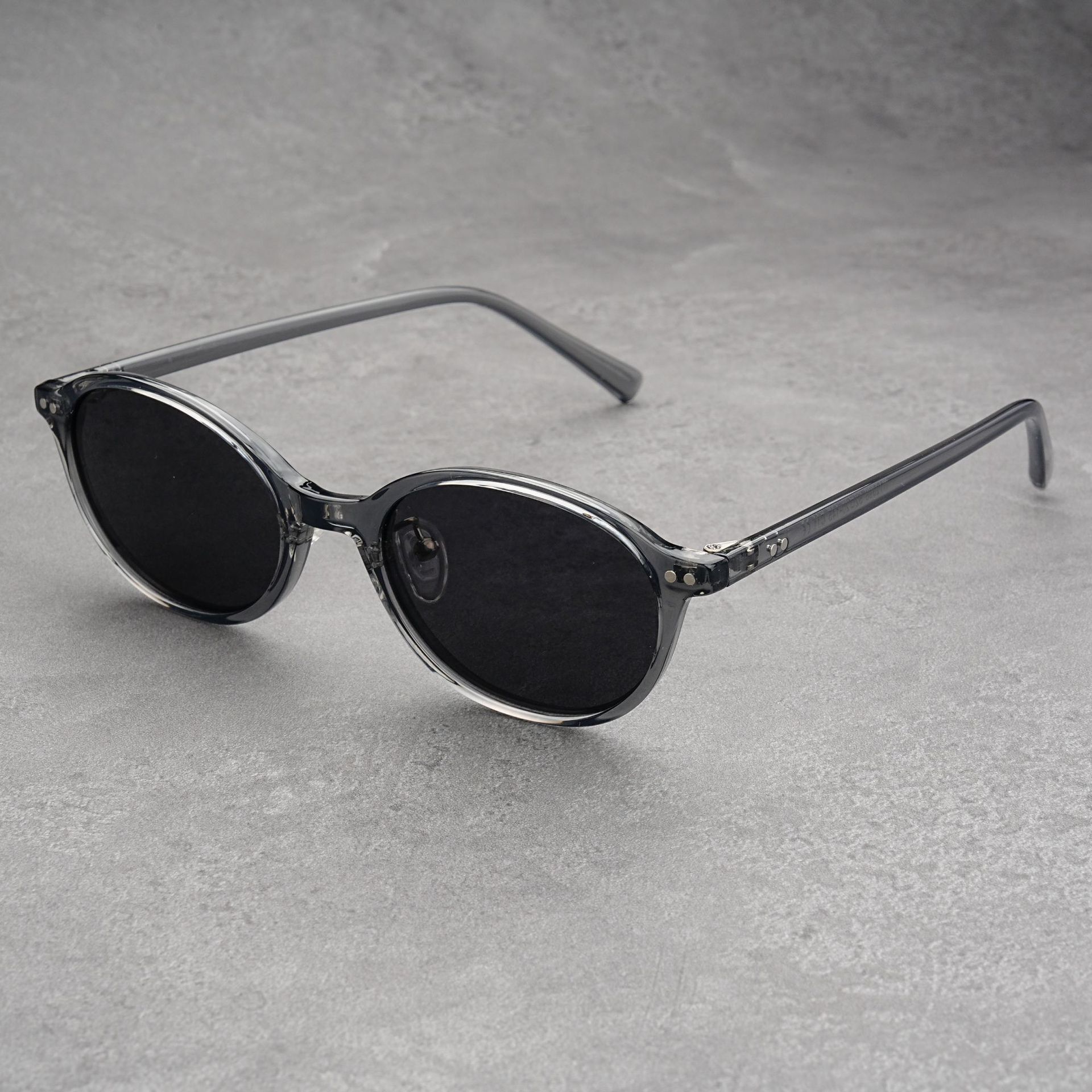 Korean New Flat Round Design TR90 Polarized Retro Niche Oval Frame Grandma Luxury Style Small Face Sunglasses