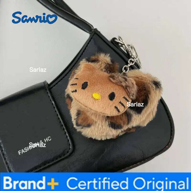 Sanrio Cartoon Hello Kitty Fashion Bag Retro Leopard Doll Pendant Kawaii Anime Toy Keychains Accessories Keyring Christmas Gift H260121