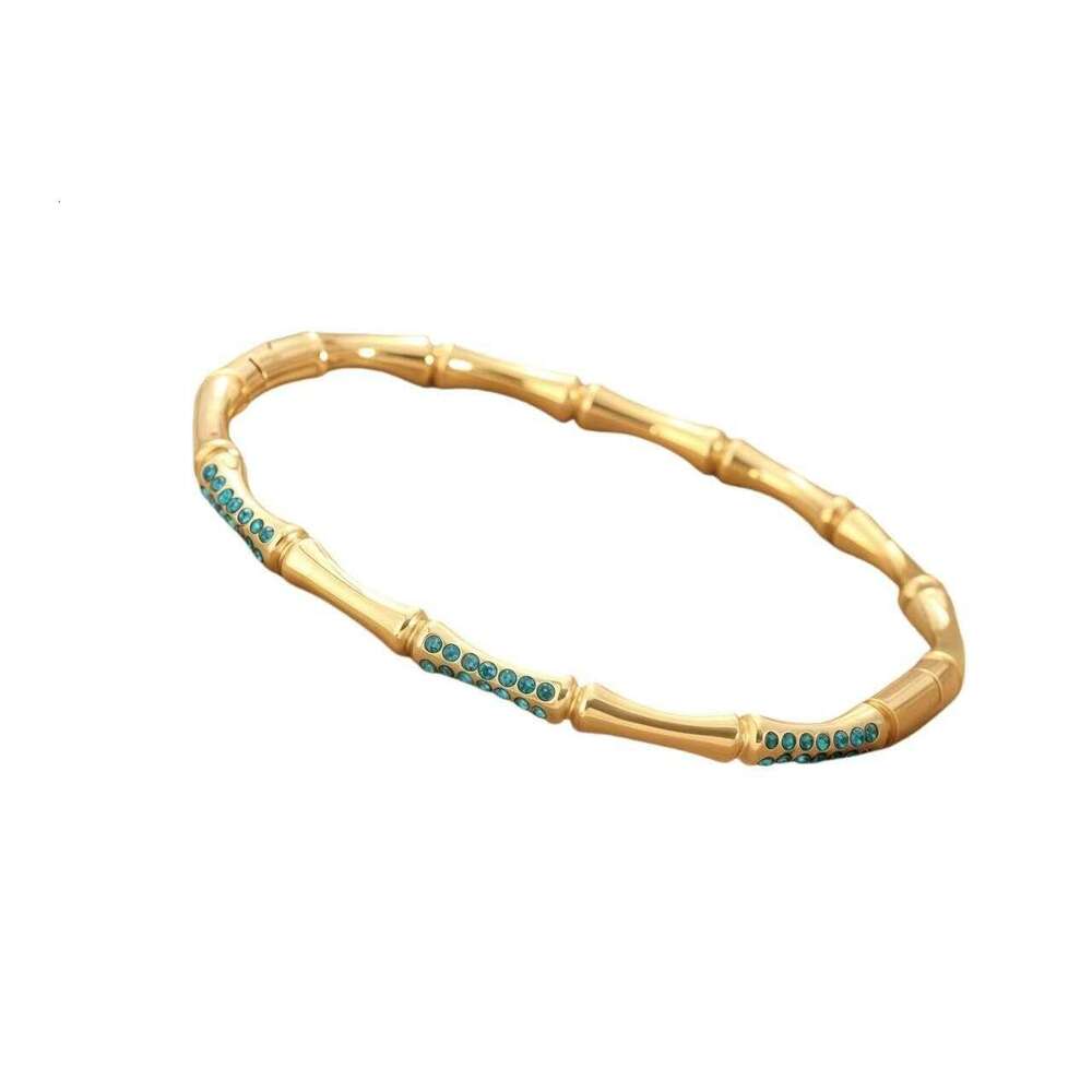 Bangle Bracelet Womens Gold Plated Stainless Steel Bamboo Knot Bangle Diamond Encrusted Non Tarnish Bracelet for Holiday Gifting and Daily Wear