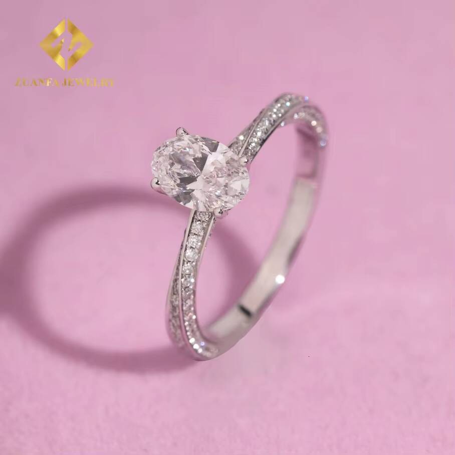 Luxury Jewelry 078ct Main Stones 18k Gold D VS1 Oval Cut Lab Diamond Wedding Ring Engagement Ring IGI Certificate