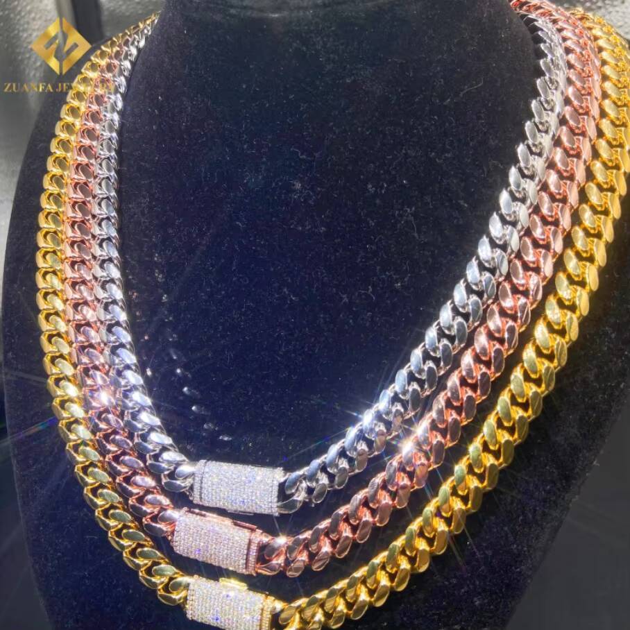Hot Sale 10mm 925 Sterling Silver Cuban Link Chain for Men with IGI Lab-Grown Diamond Cuban Link Chain HipHop Iced Out Jewelry