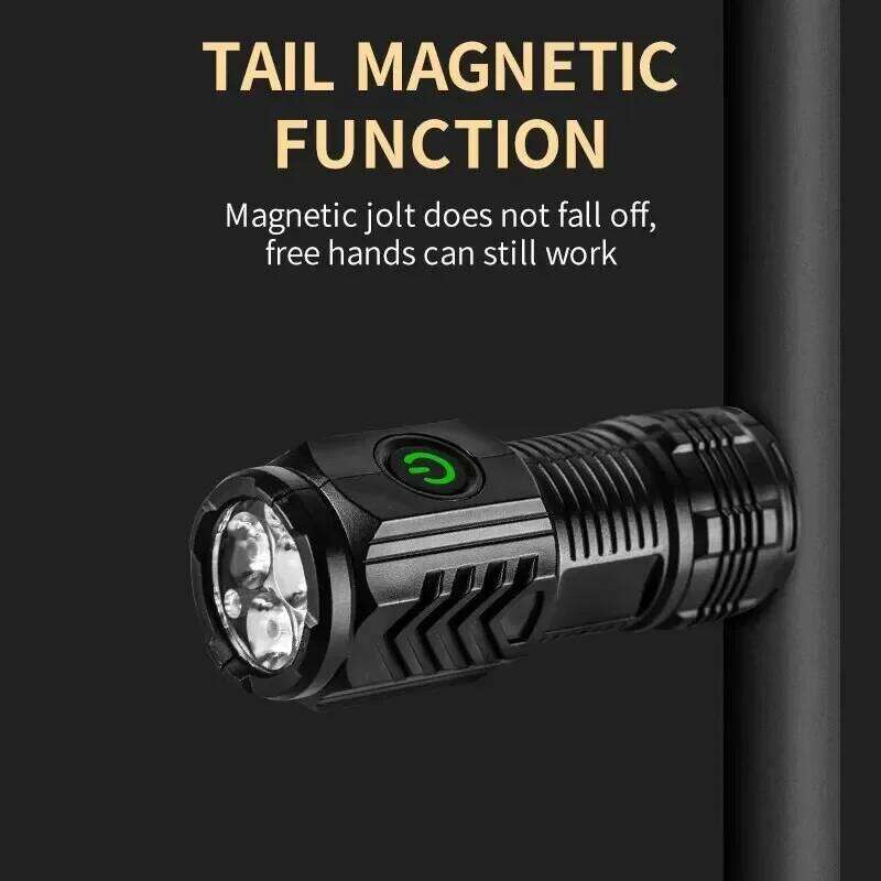 3LED Super Bright Flashlight Portable Mini Burst Flash Torch USB Rechargeable Outdoor Emergency Lantern Spotlight with Pen Clip Z260121
