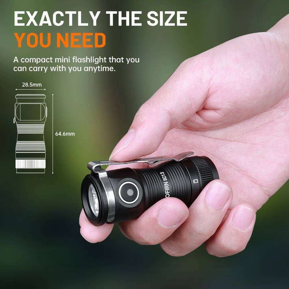 Sofirn Mini SC13 SST40 LED 1300lm Tactical 18350 Rechargeable Flashlight 6000K Keychain Light with Magnetic Z260121
