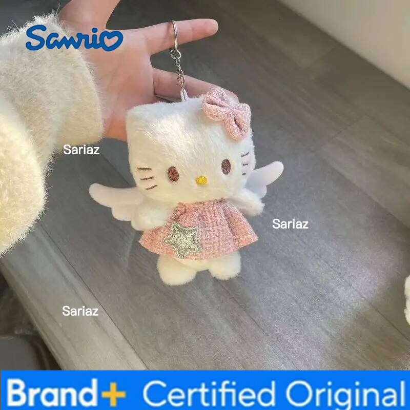 Sanrio Cute Plush Angel Hello Kitty Wing Skirt Bag Keychain Girlfriends Schoolbag Girl Birthday Gift Pendant H260121