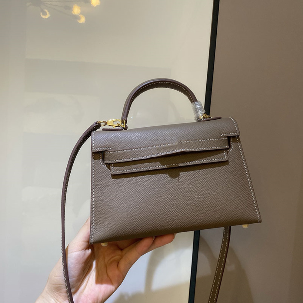 2026 Brand mini handbag handmade quality 195cm 3colors luxury bag epsom leather wax thread gold and silver hardware whosale price fast