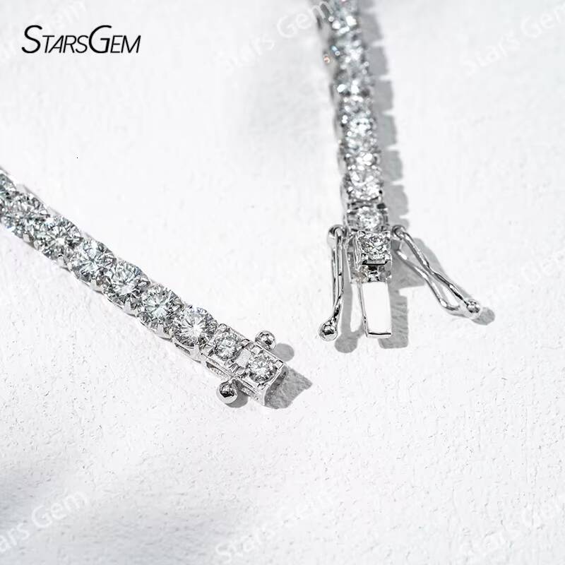 Starsgem Diamante Tennis Bracelet Fine Jewelry Round Lab Grown Diamant 24mm 27mm Man Made Diamond Tennis Bracelet