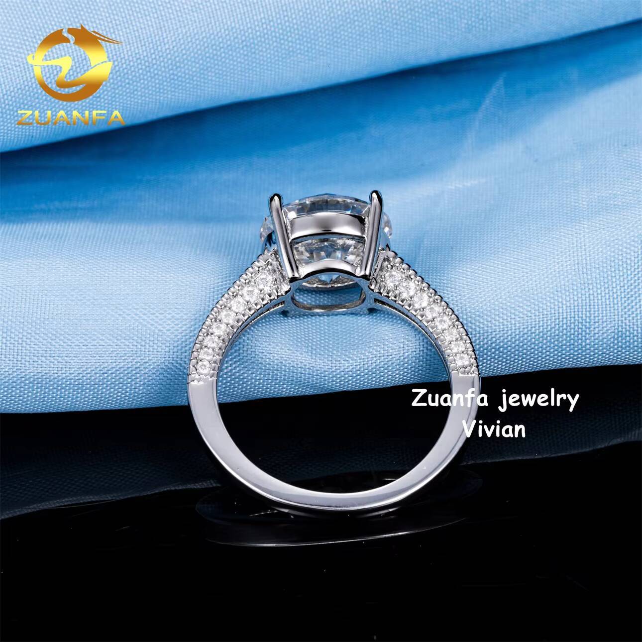VVS Moissanite Diamond Luxury Iced Out Sterling Silver 925 GRA Certificated Pass Diamond Tester Women Wedding Rings