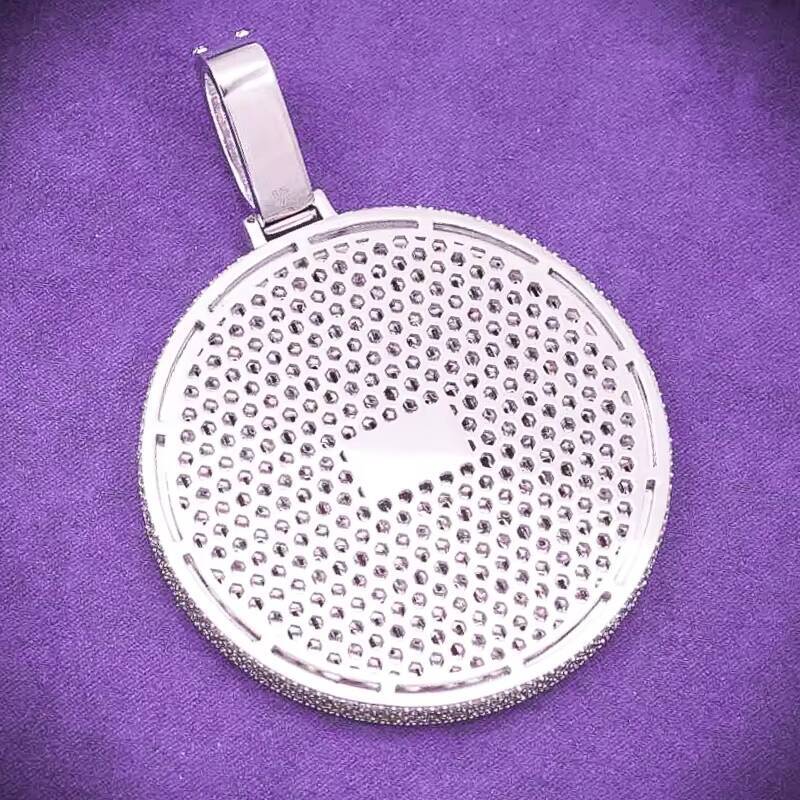 Hip Hop Mens 925 Sterling Silver Iced Out VVS Baguette Moissanite Fine Jewelry Diamond Tester Passd Face Circle Pendant Charms