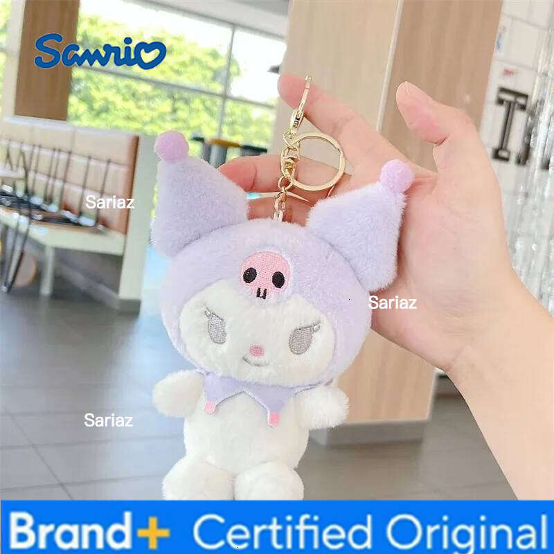 Sanrio 10CM HelloKitty Melody Cinnamoroll Kuromi Purin Plush Doll Keyrings Kawaii Plushie Keychains Toy Pendant Bag Accessories H260121