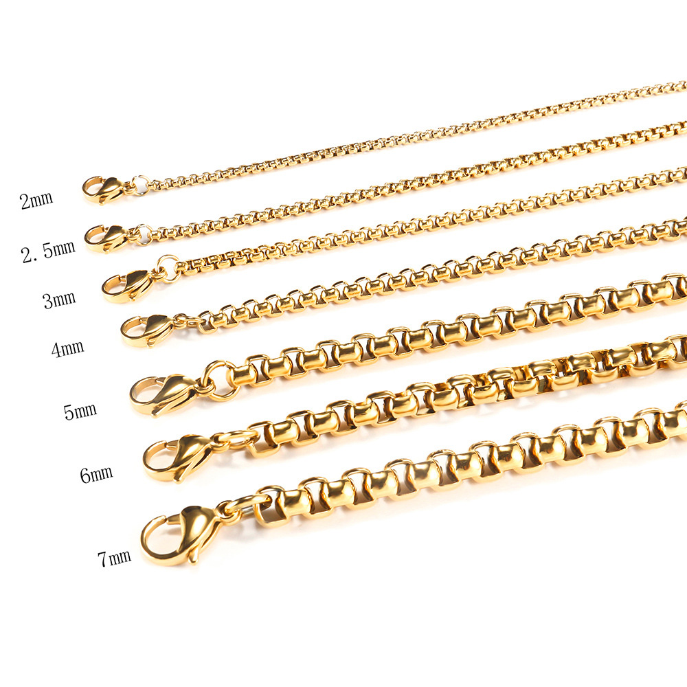 Stainless Steel Pearl Shape Chains Necklace Stainless Steel Gold Plated Jewelry Accessories Wholesale