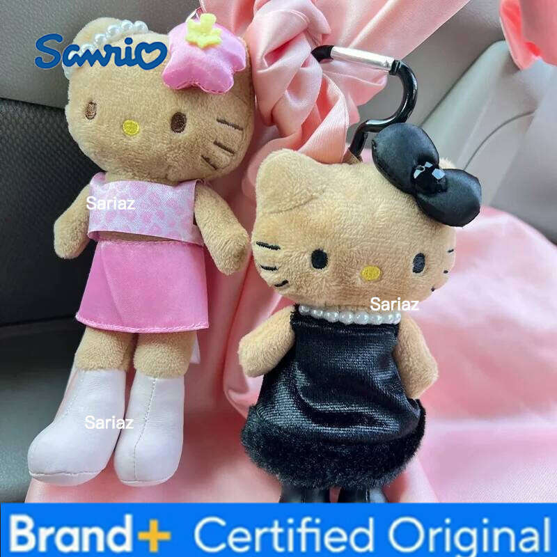 Sanrio 4 Style Kawaii Hello Kitty Leopard Long Leg Doll Black Animation Peripheral Cute Plush Keychain Girls Gifts H260121
