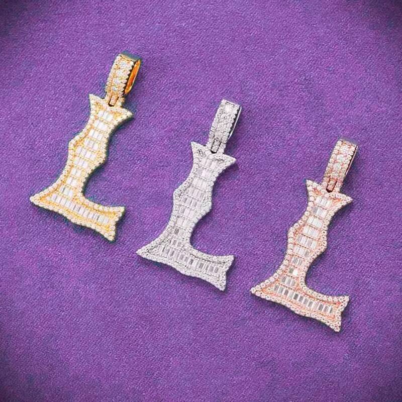 Pass Diamond Tester Hip Hop D Color VVS Moissanite Baguette Letter L Pendant With 925 Sterling Silver GRA Women Men