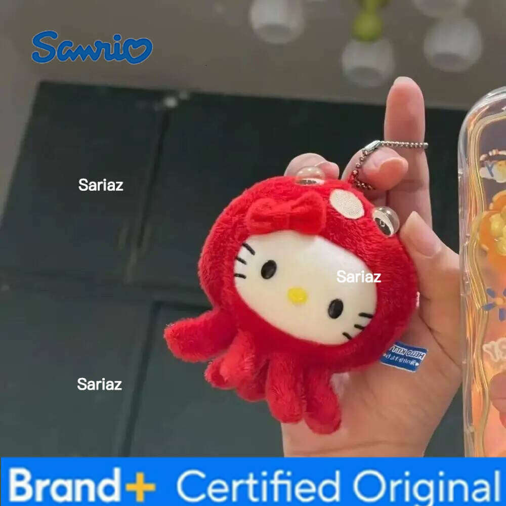 Sanrio Cute Tomato headgear KT Cat Hello Kitty Keychain Kawaii Cartoon Phone Wrist Strap Backpack Pendant Decora H260121