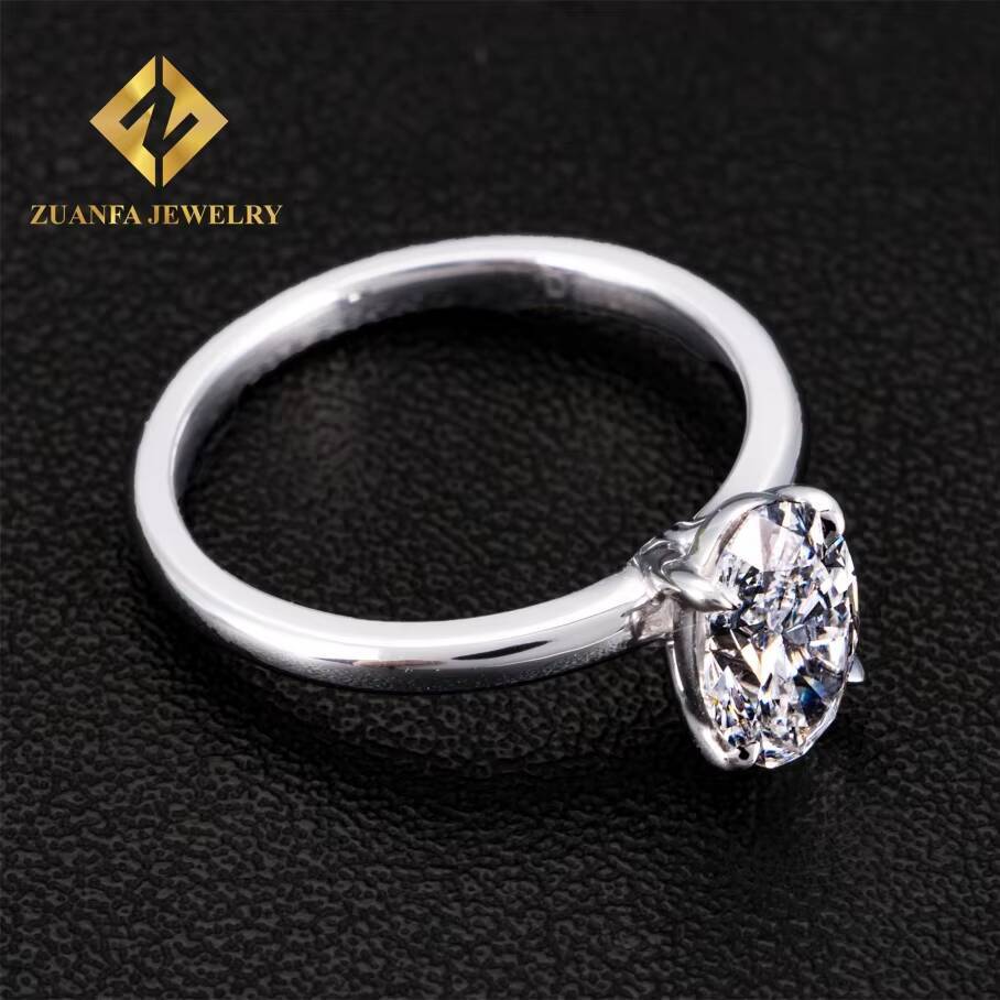 IGI Certificates Classic 4 Claws Au750 White Gold Luxury Bridal Wedding Jewelry 1Ct D VS1 Oval Lab Grown Diamond Engagement Ring