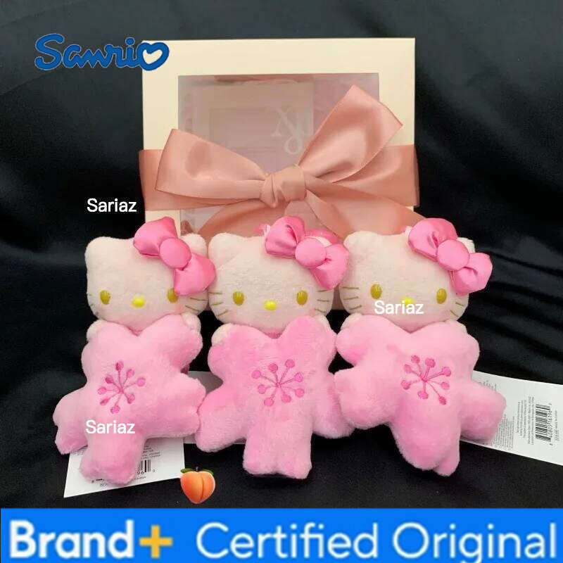 Sanrio s Black Skin Cherry Blossom Series Doll Sakura Hello Kitty Plush Toys Kawaii Keychain Backpack Pendant gift H260121