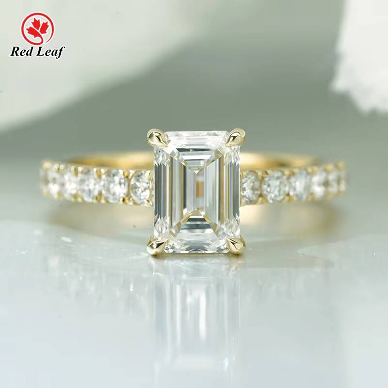 Custom 10K 14K 18K White Gold IGI Certified Lab Diamond Engagement Ring 1CT 2CT 3CT 4CT CVD HPHT Emerald Lab Grown Diamond Ring
