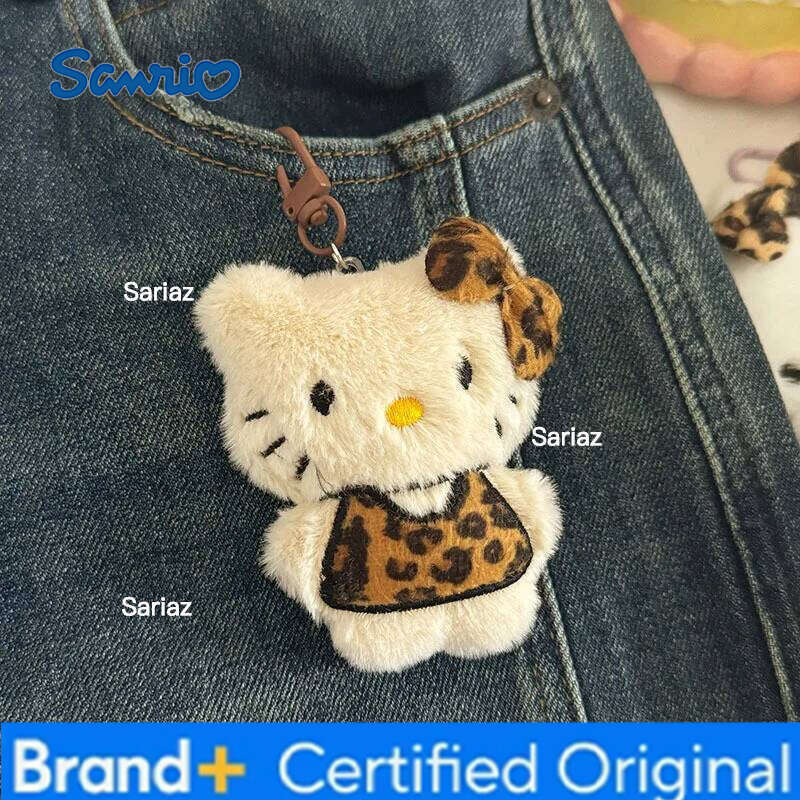 Sanrio 8cm/3.15in Hello Kitty Plush Anime Keychains Pendant Peripherals Leopard Print Stitch Items Decorative Dolls Gift For Girlfriend H260121