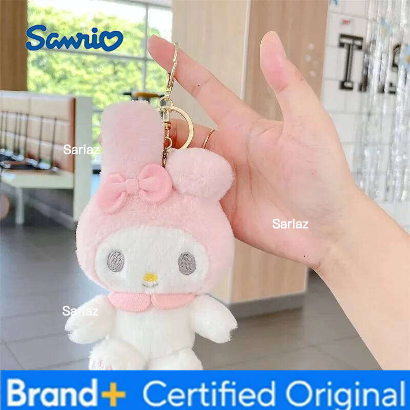 Sanrio 10CM HelloKitty Melody Cinnamoroll Kuromi Purin Plush Doll Keyrings Kawaii Plushie Keychains Toy Pendant Bag Accessories H2601211
