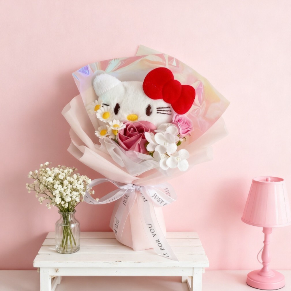 Cartoon Rabbit Dog Plush Toy Creative Flower Graduation Bouquet Home Decoration Valentine's Day Christmas Graduation Gift 220601