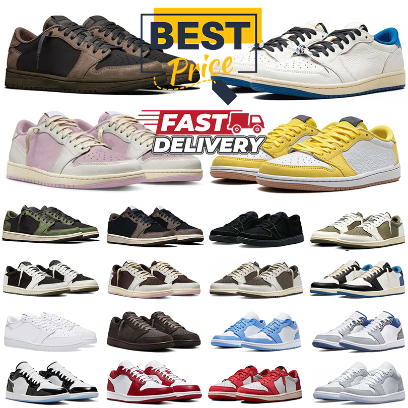 Designer 1 low travis 1s Basketball Shoes Velvet Brown Canary Dark Pony Pink Oxford Sail Military Blue Shy Pink White Party 1s Sneakers Trainers for Men and Women