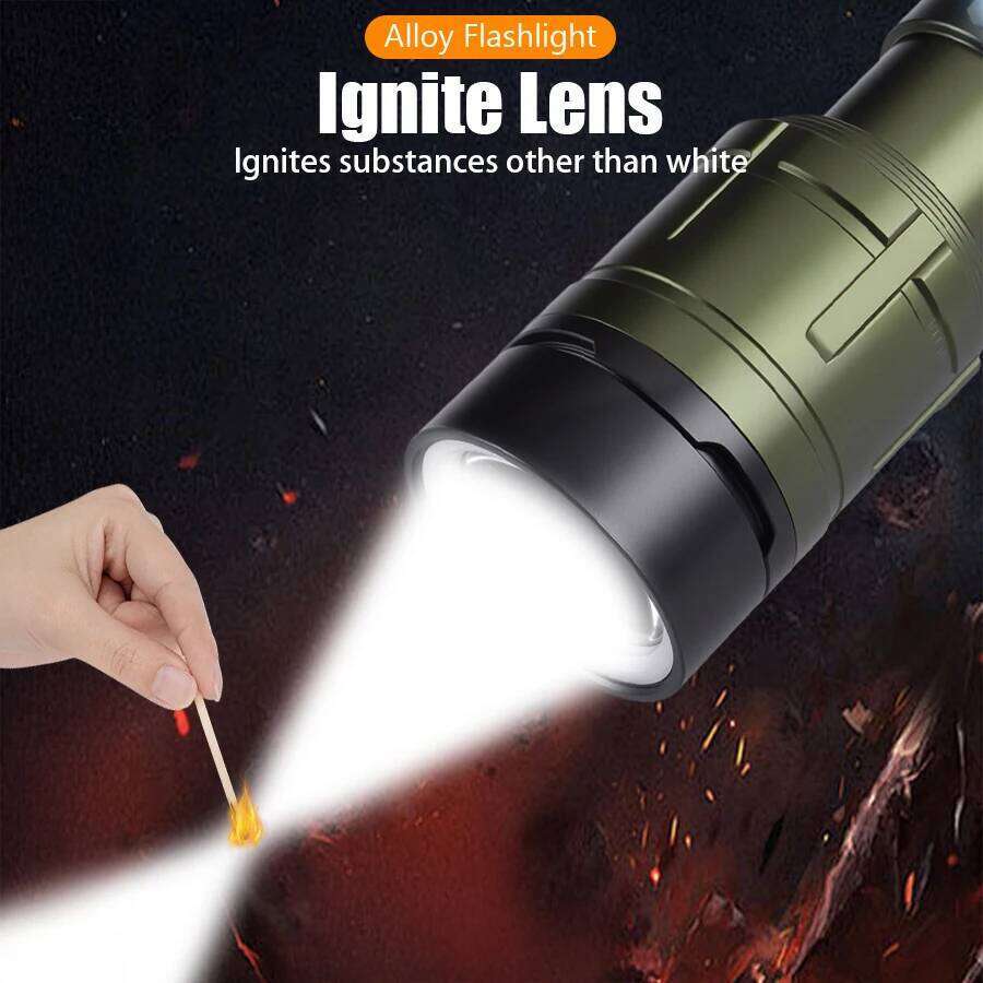 3000LM Led Flashlight Outdoor Zoom Rechargeable Waterproof Flashlights Strong Focused Source Can Light a Flame Z260121