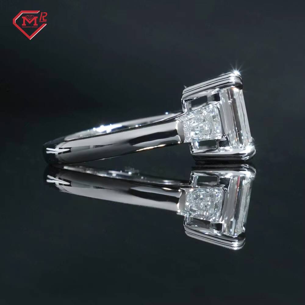 Real Lab Diamond Ring 925 Silver DVS1 Emerald Cut Engagement Wedding 3CT Lab Grown Diamond Ring
